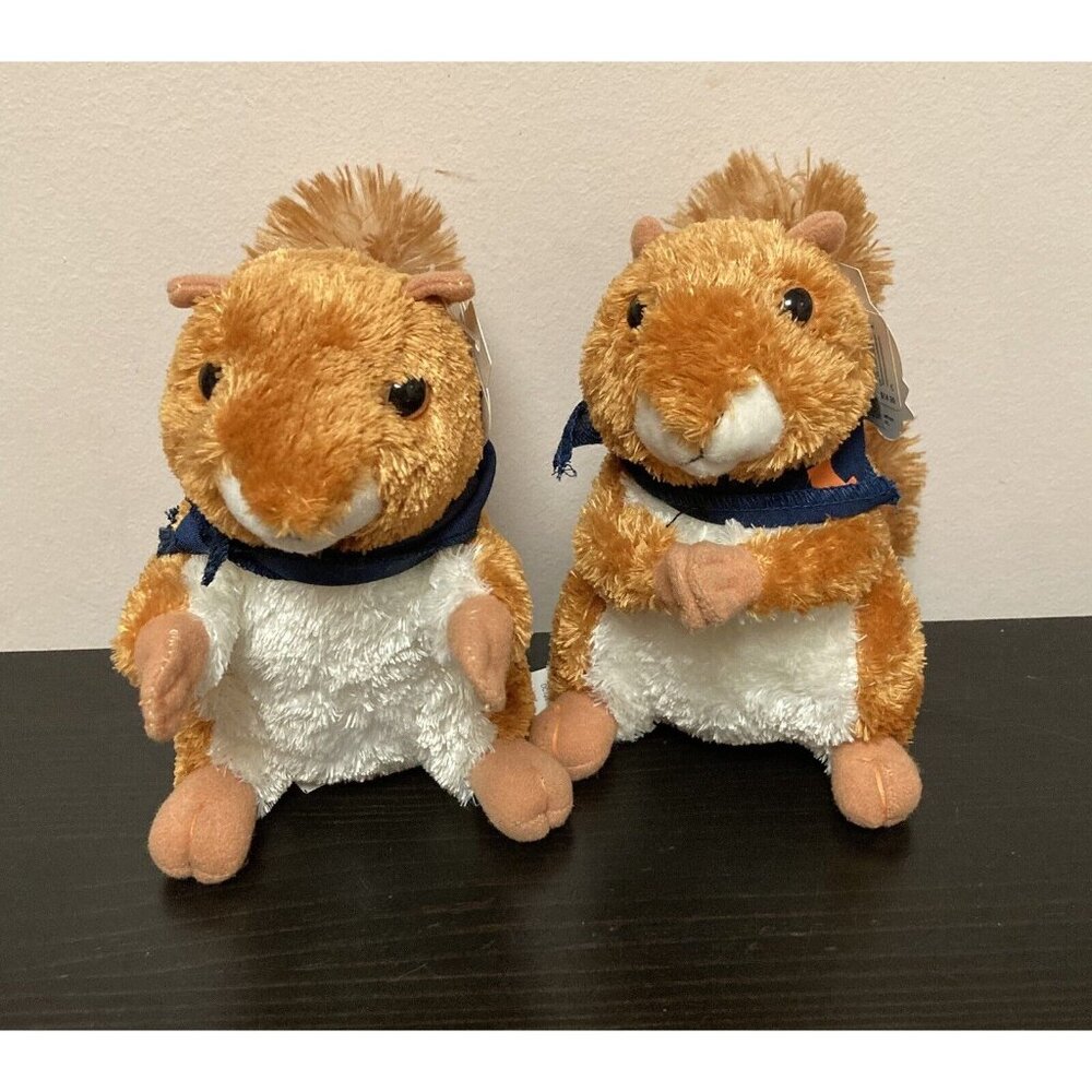 Chelsea Teddy Bear Co. Realistic Brown Squirrels Plush Wearing U Of I Kerchiefs